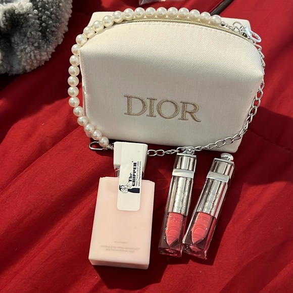 DIOR FABRIC CANVAS TOILETRY novelty, bag DOPP KIT POUCH with MAKEUP and lotion - Picture 1 of 7